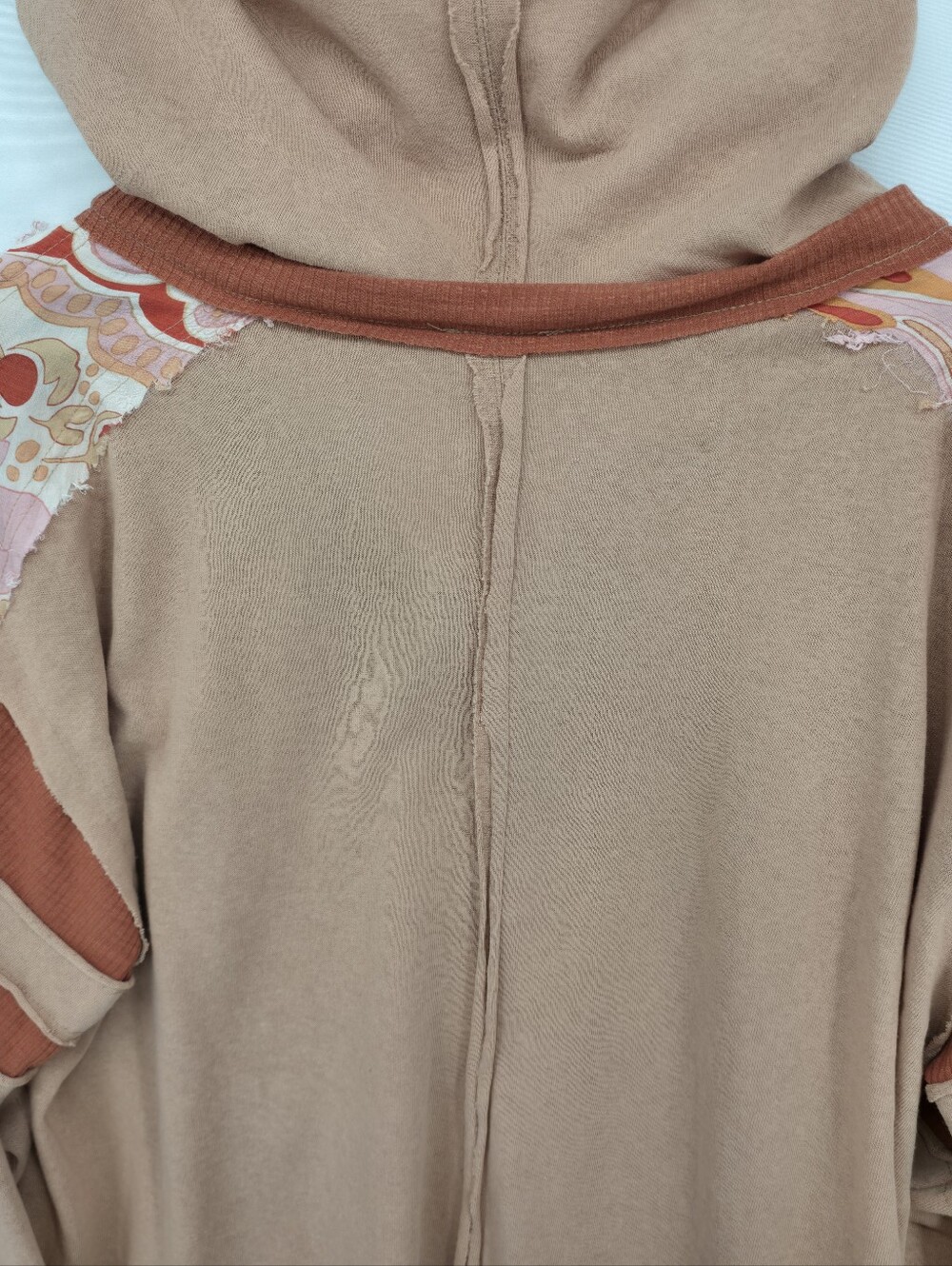 POL Oversized Boho Hoodie Sweatshirt Floral Patchwork Applique Knit Top Large - Picture 10 of 15